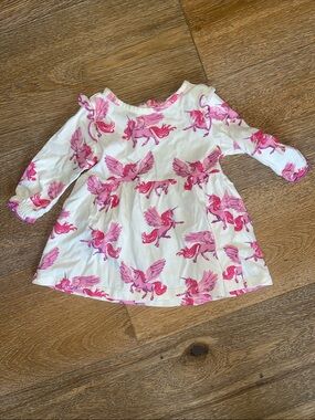 Hatley Cream Dress with Pink Pegasus Print